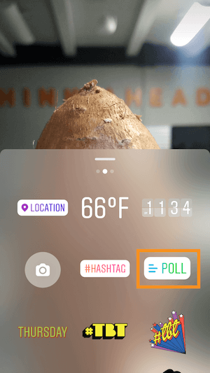 Next, find the "Poll" feature. Tap to add.