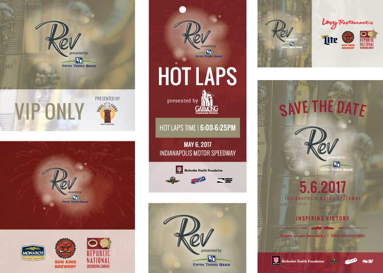 Various assets, including the Save the Date and a VIP sign for the event.