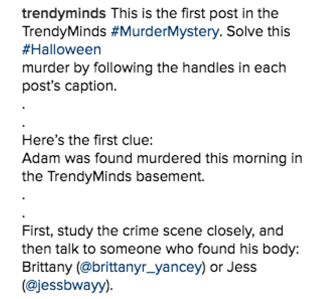 Murder Mystery Blog Instagram Caption